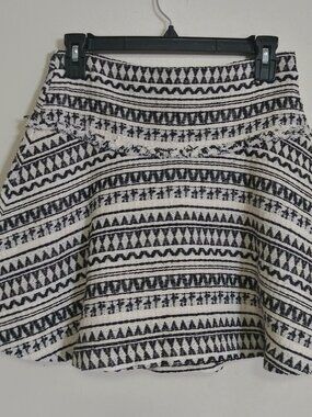 Banana Republic Women's Black & Cream Tribal Print A-Line Mini Skirt Size: 0